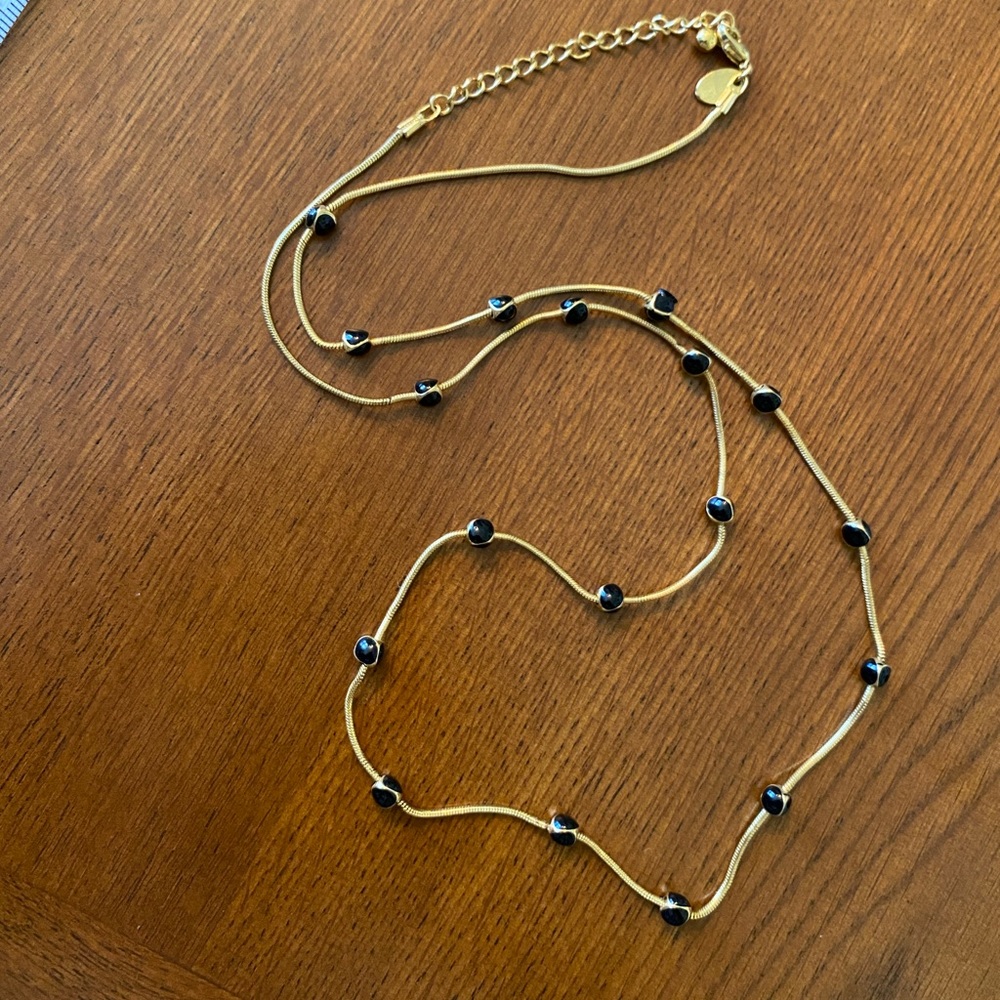 Gold chain black bead necklace